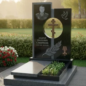 Вертикальный православный гранитный памятник - ПН329