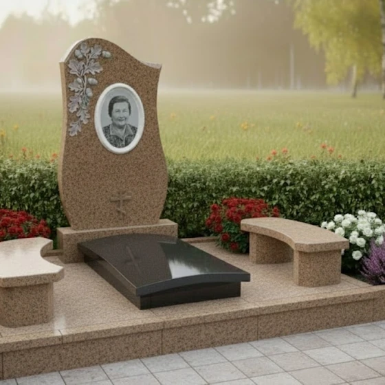 Элитный Гранитный памятник с крестом во Владивостоке, гранит Дымовский
