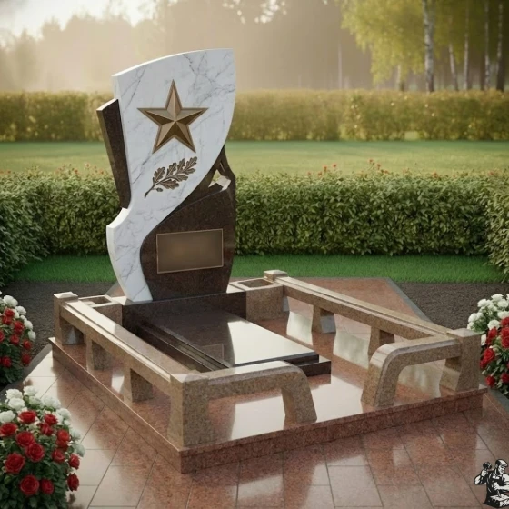 Элитный Гранитный вертикальный памятник в Барнауле, гранит Дымовский