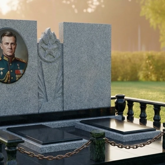 Элитный Гранитный горизонтальный памятник в Салехарде, гранит Мансуровский