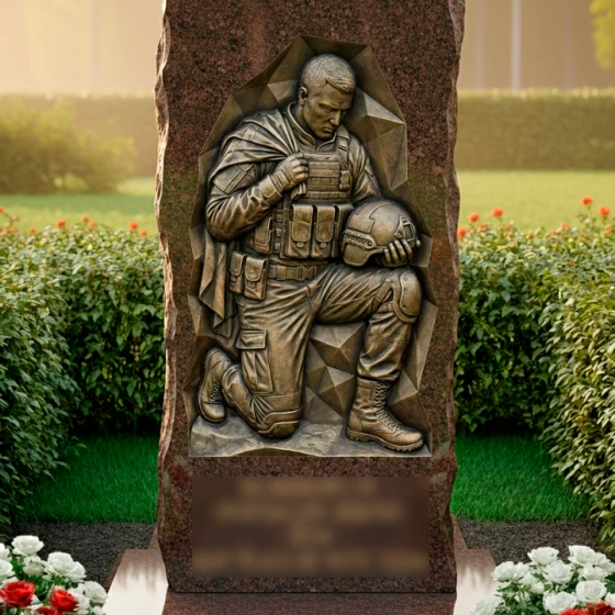 Гранитный светский памятник вертикальной ориентации в Норильске, гранит Дымовский