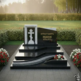 Комбинированный православный горизонтальный памятник - ПН711