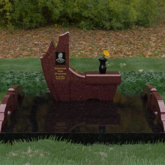 Горизонтальный светский памятник в Ставрополе, гранит Лезниковский
