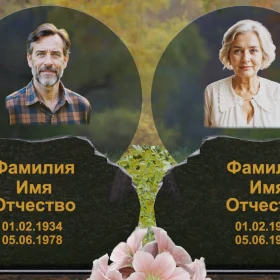 Горизонтальный светский гранитный памятник для двоих - П245