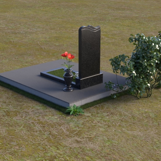 Гранитный памятник с волнообразной вершиной, гранит Габбро-диабаз, вид 4