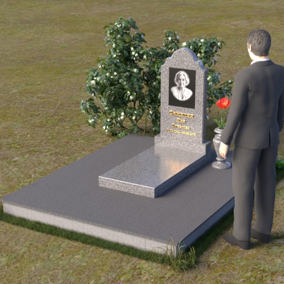 Вертикальная стела с овальным медальоном из гранита, в Краснодаре