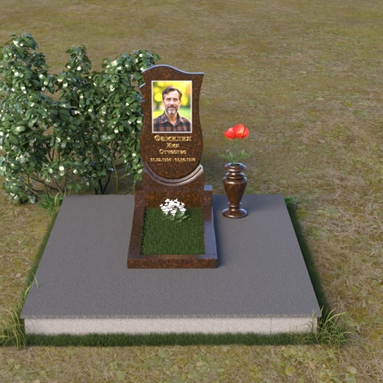 Памятник вертикальный дымовский гранит в Мурманске, гранит Дымовский, вид 3