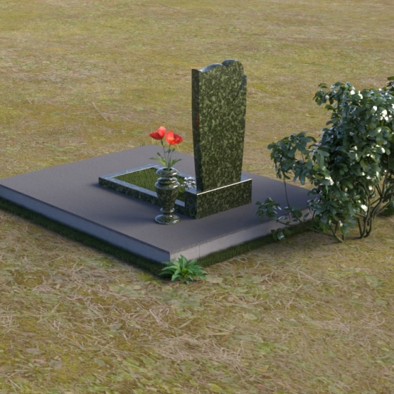 Вертикальный памятник — арка из гранита, гранит Балтик грин, вид 4, в Якутске