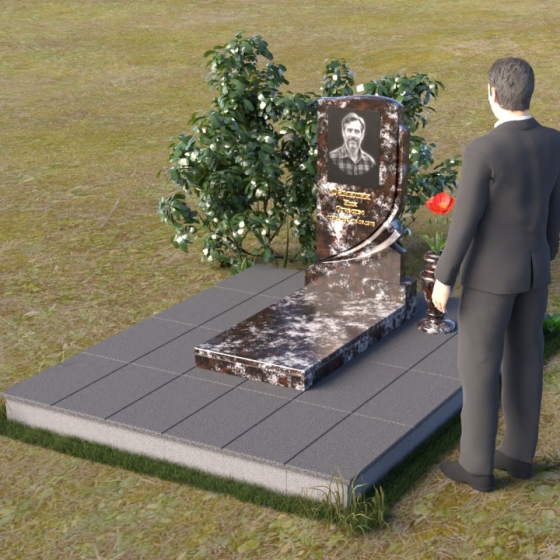Надгробие с волной из гранита, в Якутске