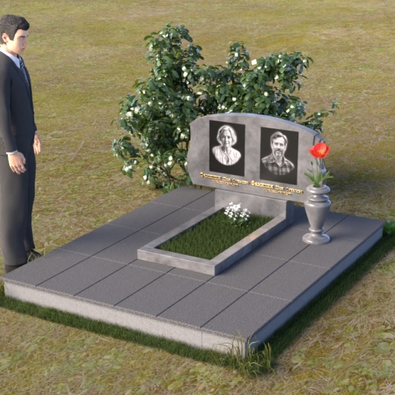 Горизонтальный памятник из гранита или мрамора на две персоны в Магнитогорске