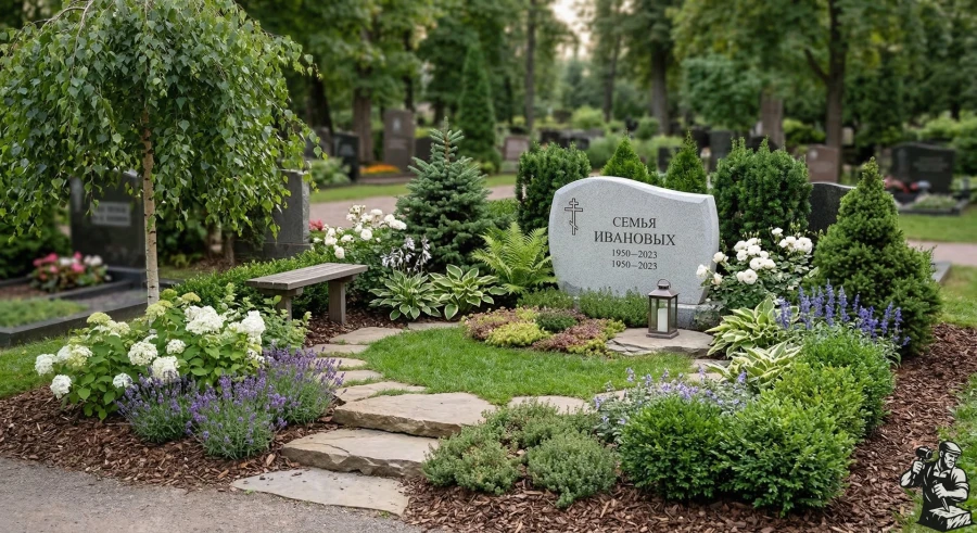 oformlenie-mogily-s-dorozhkoj-i-skamejkoj