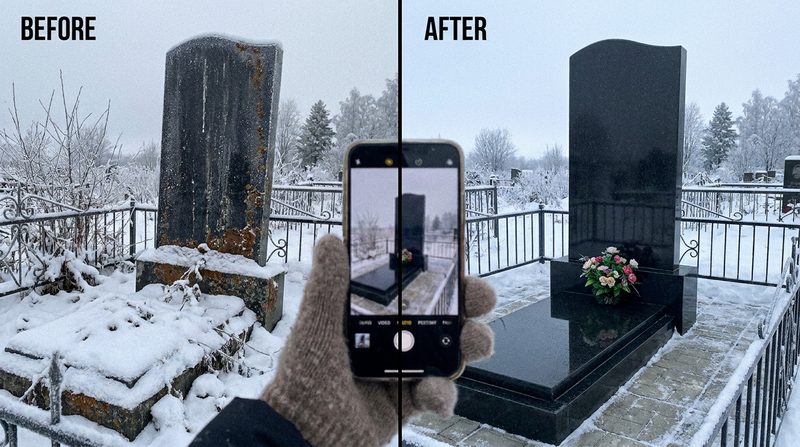 Уборка могилы в Барнауле — пример 2
